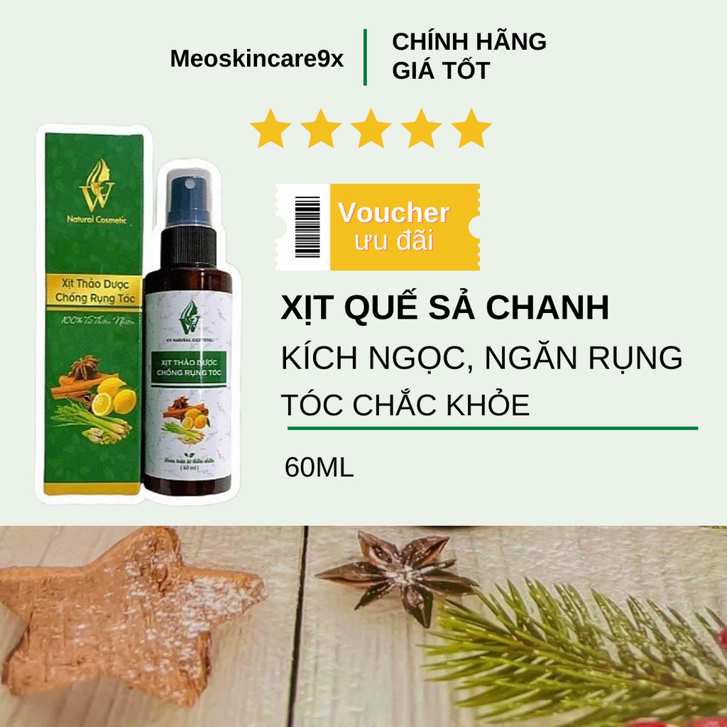 Xịt Quế Sả Chanh Vv Natural Cosmetic Giúp Ngăn Rụng, Kích Thích Mọc Tóc, Giảm Gàu, Kiềm Dầu Chống Bết, Tóc Chắc Khỏe