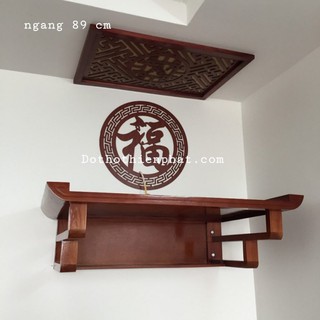 Bàn thờ treo tường gỗ hộp sồi nga loại 1 ngang 89 cm màu nâu đỏ