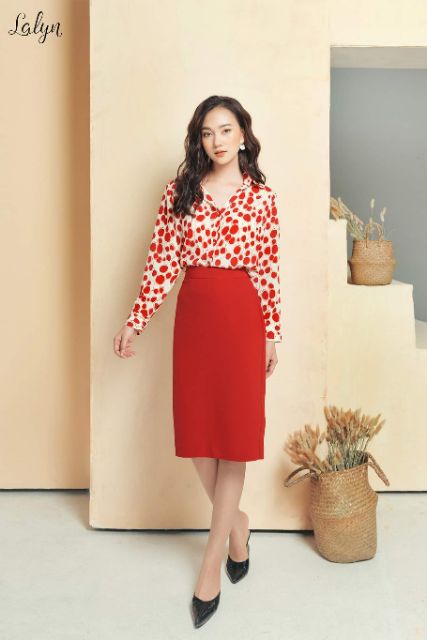 Chân váy bút chì đỏ dáng suông 60cm cạp 3.5 ( sẵn size) - M46D