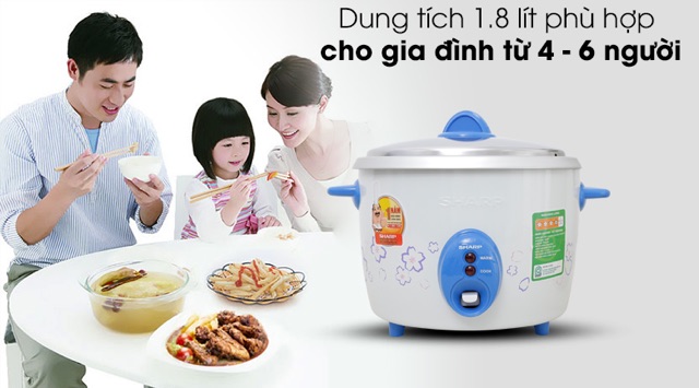 Nồi cơm điện Sharp 1.8 lít KSH-D19V-Hàng Chính Hãng-Dung tích 1.8” lít dùng cho 4 -6 thành viên-BH 12 tháng