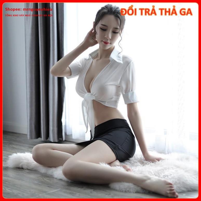 Bộ đồ ngủ nữ cosplay sexy tiếp viên gợi cảm, thư kí dam dang, áo croptop + váy ngủ bó sát TK003 -  - Hà Nội  - QUIN BEE | BigBuy360 - bigbuy360.vn