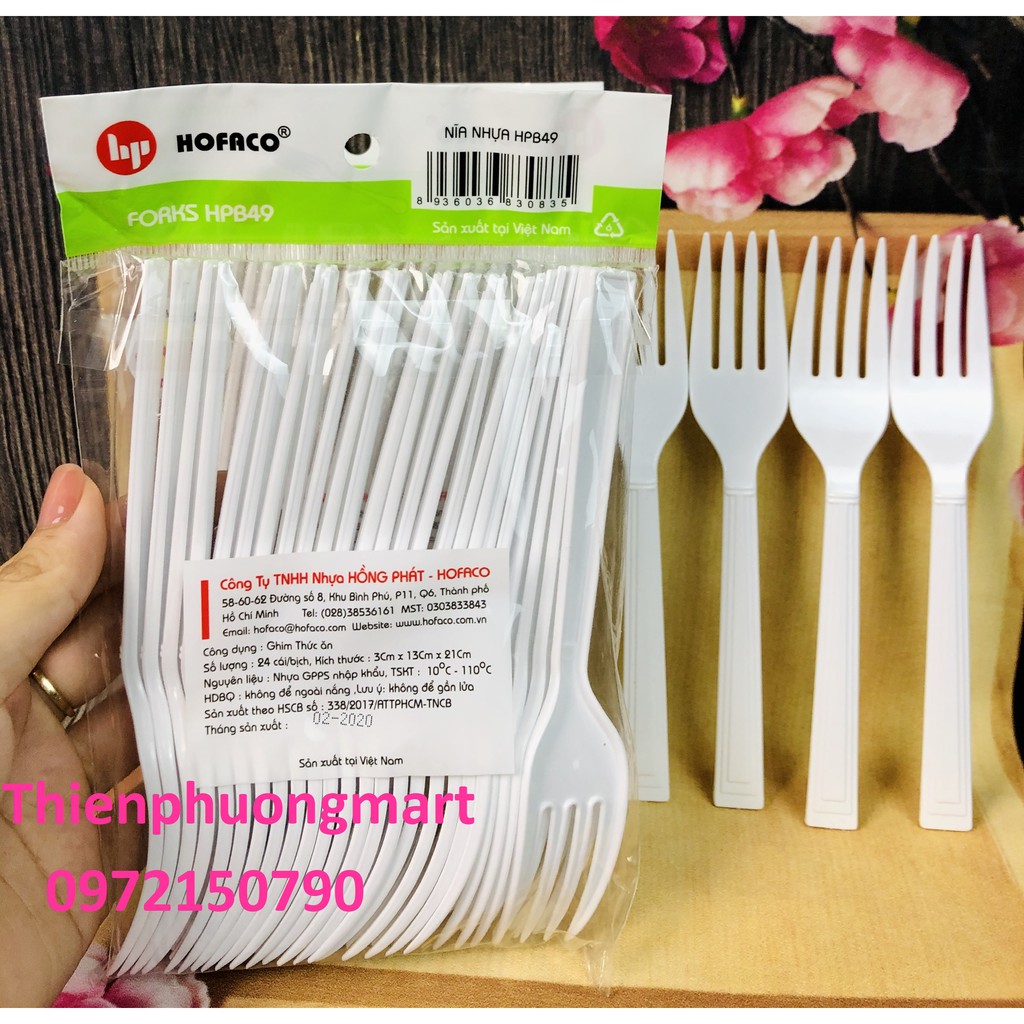 Combo 24 chiếc nĩa nhựa cao cấp Hofaco - Nĩa ăn tráng miệng bằng nhựa cao cấp Hồng Phát Hofaco – Nĩa nhựa HPB49