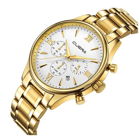 Đồng hồ nam dây thép đặc 6 kim Cuena 6802