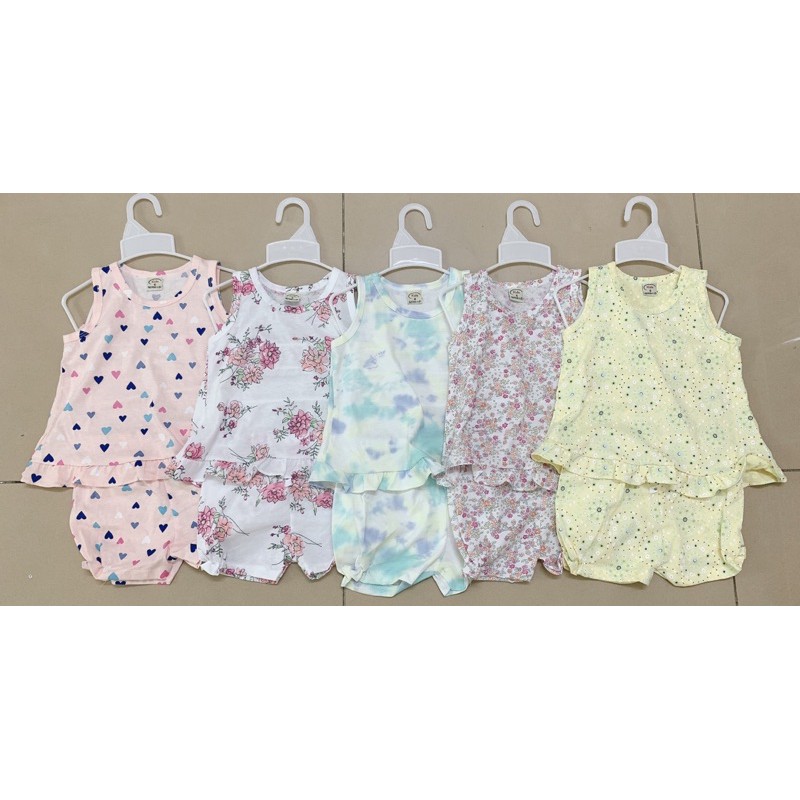 Bộ cotton áo bèo quần chun xinh xắn cho bé gái