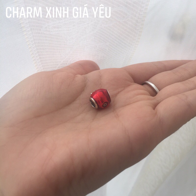 Charm quả táo đỏ bạc 925