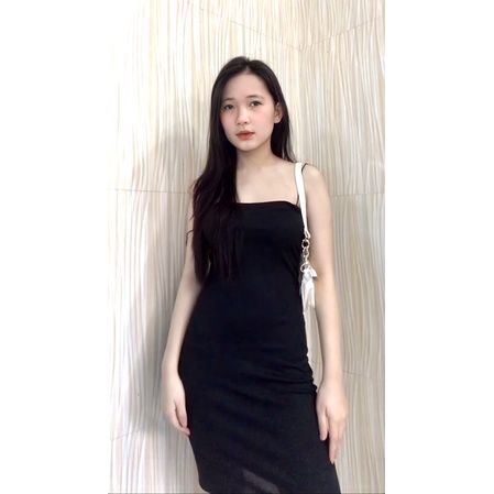 Đầm body váy body trơn hai dây bún siêu hot