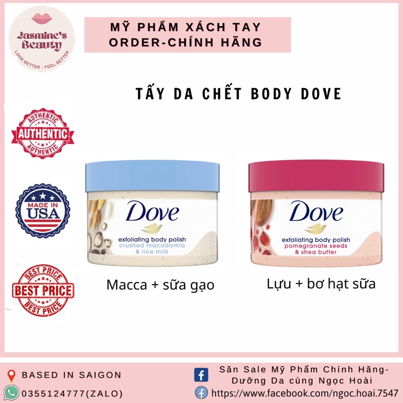 Tẩy tế bào chết body DOVE bản Mỹ
