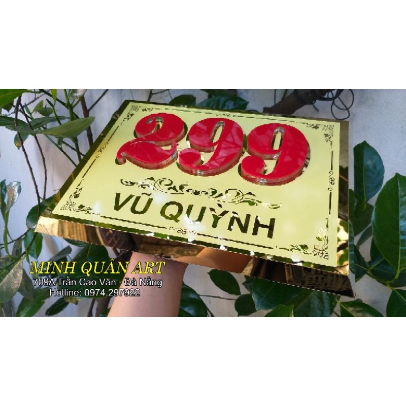 biển số nhà inox ăn mòn phun sơn. số mica cao cấp không phai màu. kích thước 30cm x 22cm dựng cạnh nổi 2cm