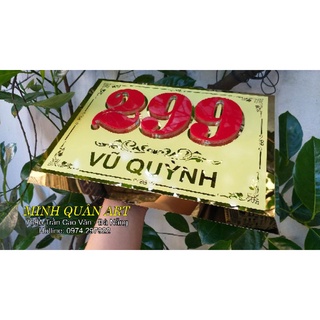 biển số nhà inox ăn mòn phun sơn. số mica cao cấp không phai màu. kích thước 30cm x 22cm dựng cạnh nổi 2cm