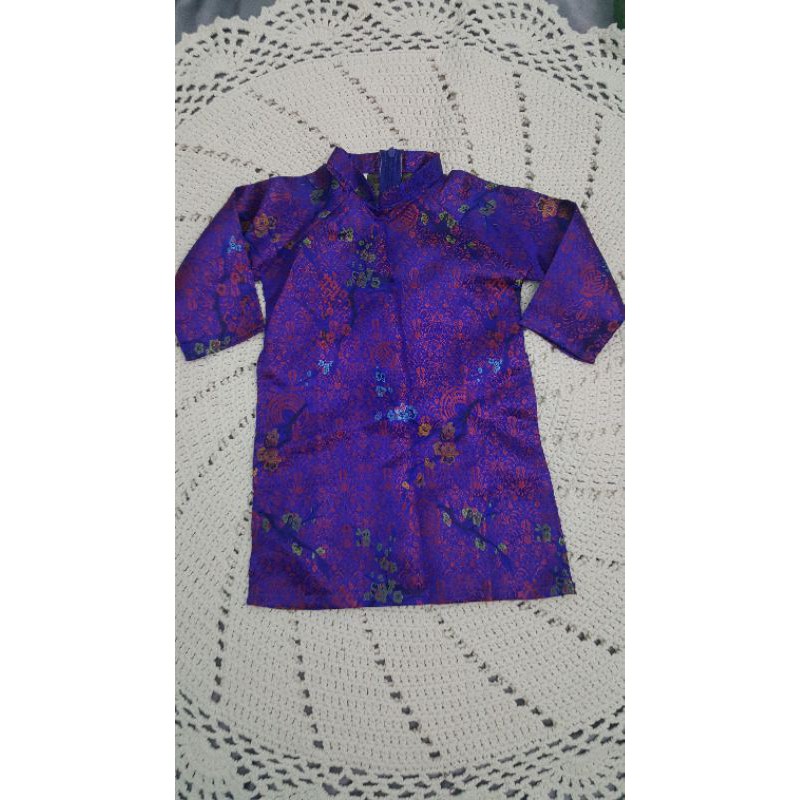 áo dài hoa gam 3D be  size .1 new 100%. size 1