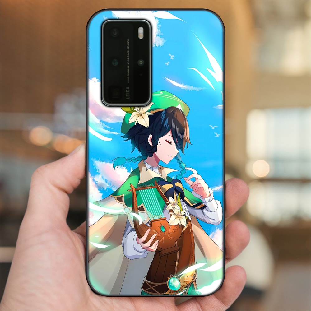 Ốp lưng Huawei P40 Pro viền đen in hình Venti Genshin Impact