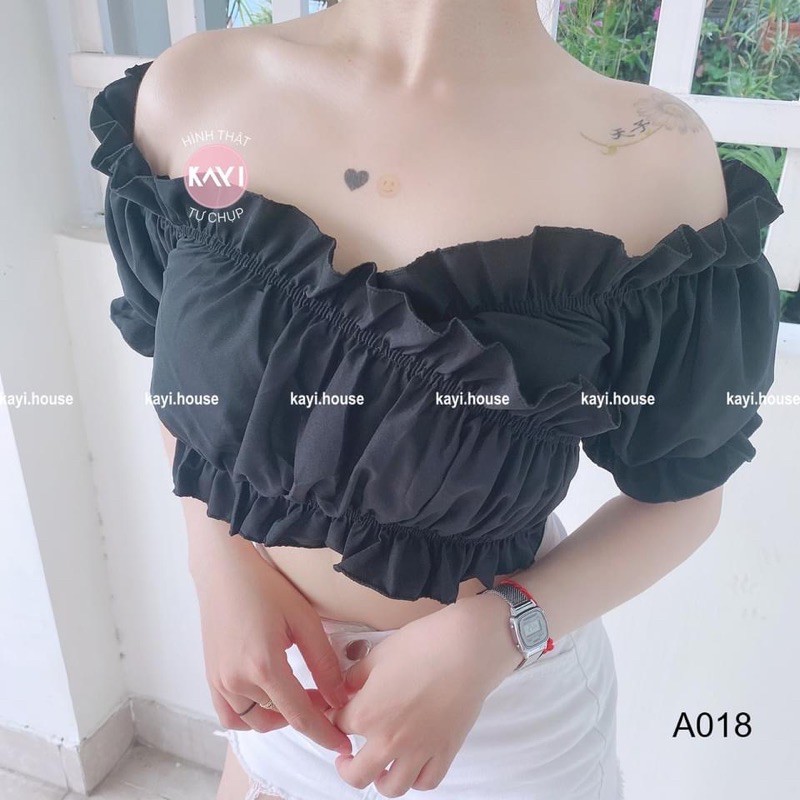 [Mã FAMAYWA giảm 10K đơn 50K] Áo croptop đắp chéo nơ eo - A018 | BigBuy360 - bigbuy360.vn