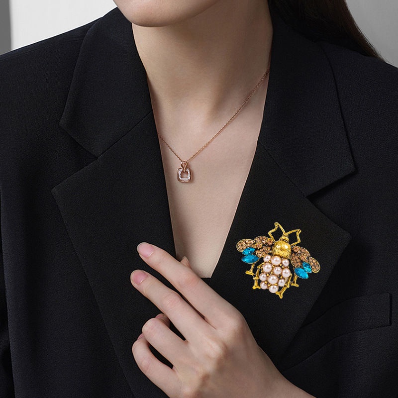 Trâm Cài Áo Hình Con Ong Bằng Kim Loại Đính Ngọc Trai Giả Cổ Điển 2022 Mới
