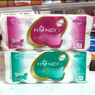 [Giấy Nặng 1,4KG- 1,6Kg] Giấy Vệ Sinh Hà Nội Silk 10 Cuộn 3 Lớp .ĐTLV!/