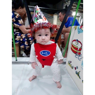 Xích đu nhún nhảy tập đi jumper kids kg101 khung xanh cam - 4 chân khung chống đất