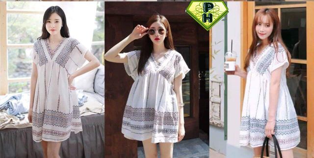 Đầm bohemian vải xô Thái | BigBuy360 - bigbuy360.vn