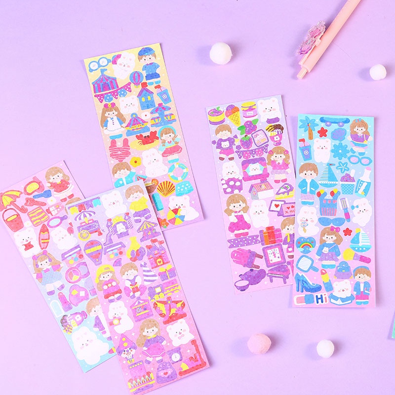 Sticker Dán Trang Trí Sổ Tay DIY Hình Hoạt Hình Đáng Yêu