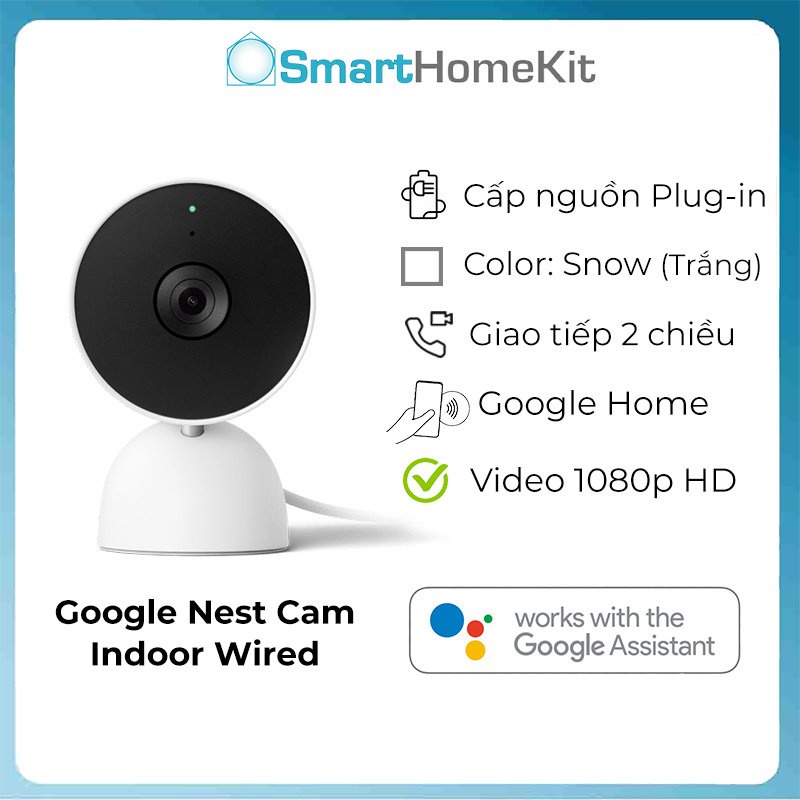 Google Nest Cam Indoor Wired Gen 2 - Camera an ninh trong nhà, Full HD 1080p