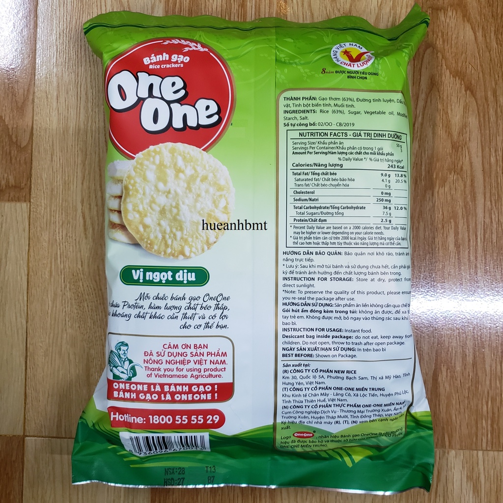 Bánh gạo OneOne Vị Ngọt Dịu gói 150g