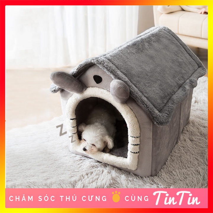 Nhà Đệm Cho Chó Mèo Thú Cưng Kiểu Nhà Chuồng  - Ổ Đệm Nằm Gấp Gọn Cho Chó Mèo #Tintin Pet Store