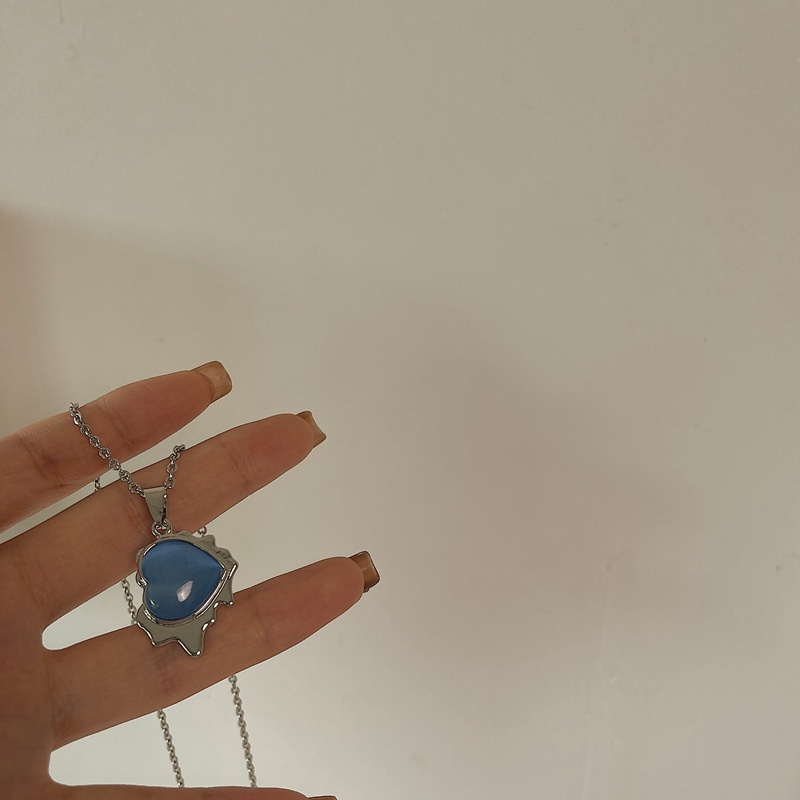 Vòng cổ Mặt Trái Tim Màu Xanh Dương Đơn Giản Thời Trang