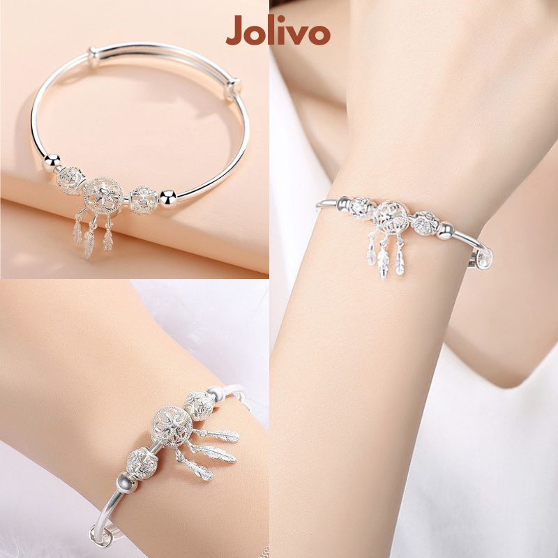 Vòng đeo tay lắc tay pandora mạ bạc 925 kèm charm sáng đẹp JOLIVO V123