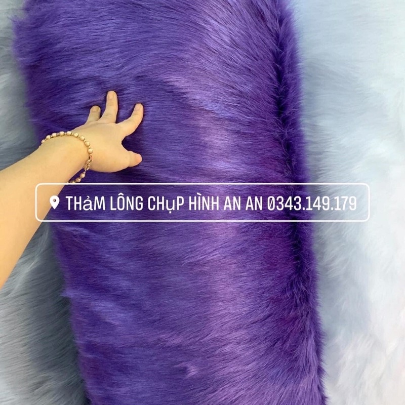 Thảm lông chụp hình - Trải bàn trang điểm màu tím than