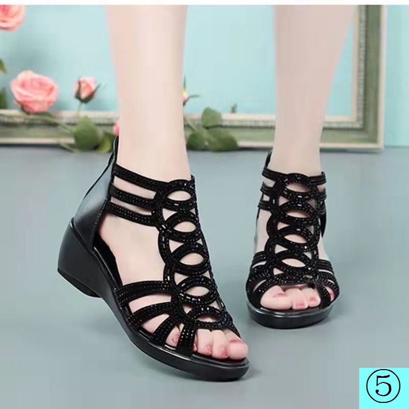 Giày Sandal Đế Xuồng Dày Bằng Chất Liệu Da Mềm Thời Trang Mùa Hè Dành Cho Nữ 2022