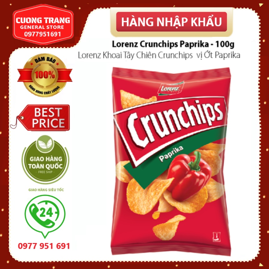 Lorenz khoai tây chiên Crunchips vị ớt paprika 100g