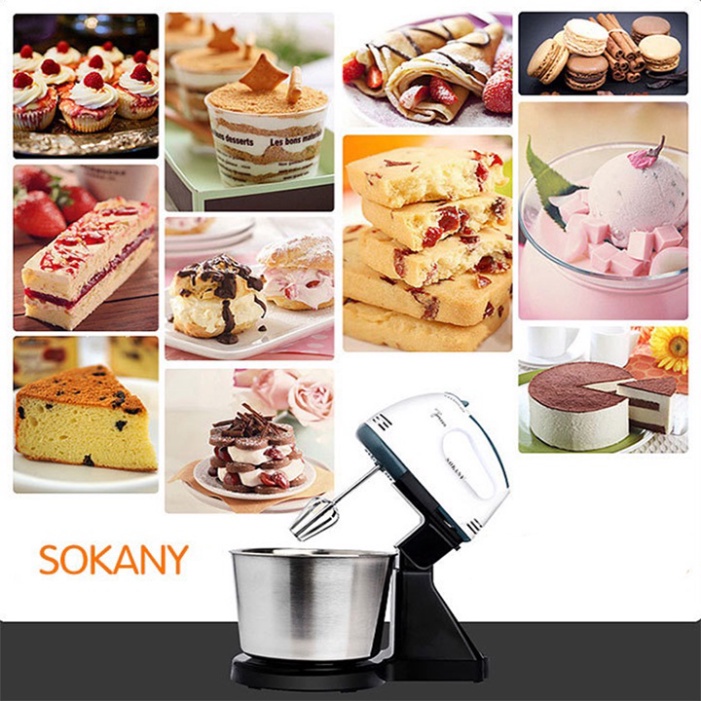 Máy đánh trứng trộn bột để SOKANY 250W Cối trộn 2L