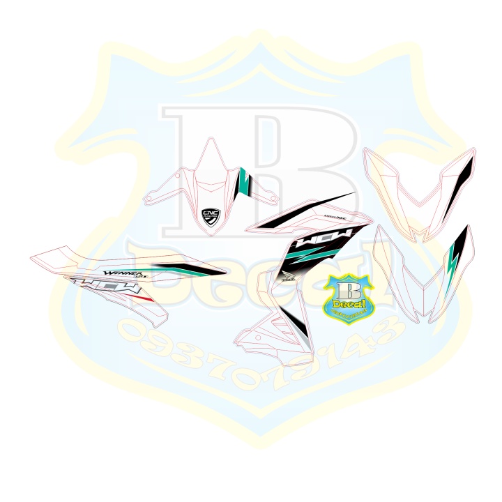 ( Quí khách vui lòng mang ra tiệm cho thợ dán ) Tem winner v1 WCW trắng