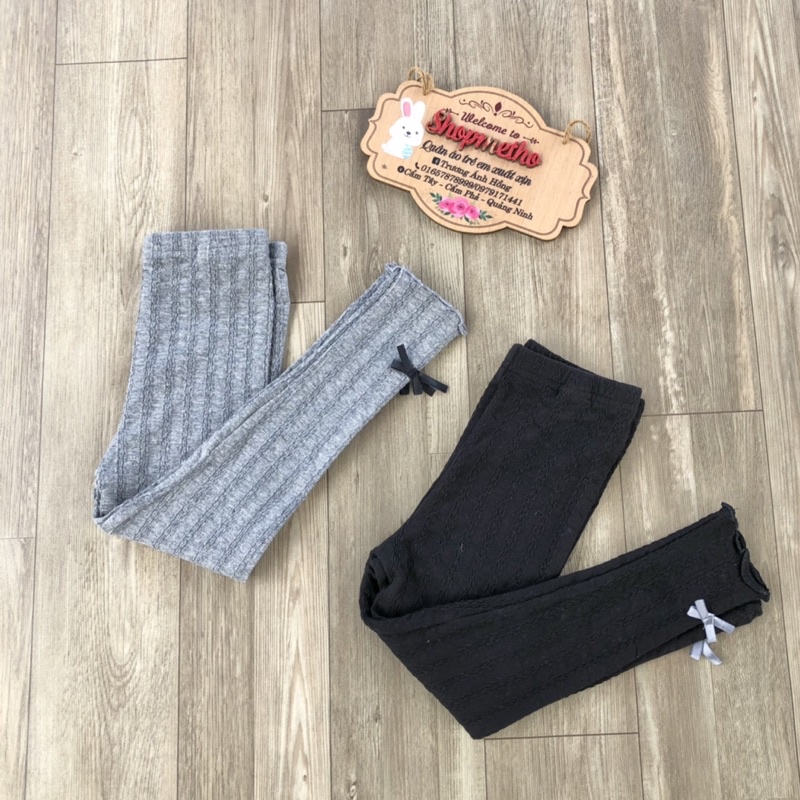 Quần legging len tăm bèo nhún ống chân cho bé gái xuất dư