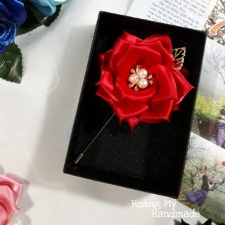 HOA HỒNG CÀI ÁO MÀU ĐỎ LẠNH (ảnh thật, k kèm hộp)