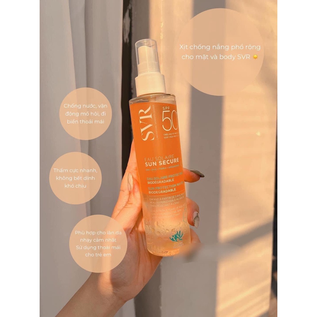 Xịt chống nắng  𝗦𝗩𝗥 𝗘𝗮𝘂 𝘀𝗼𝗹𝗮𝗶𝗿𝗲 𝘀𝘂𝗻 𝘀𝗲𝗰𝘂𝗿𝗲 𝟮𝟬𝟬𝗺𝗹