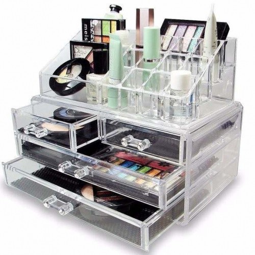 Kệ đựng son 4 tầng nhiều ngăn nhựa meca trong suốt