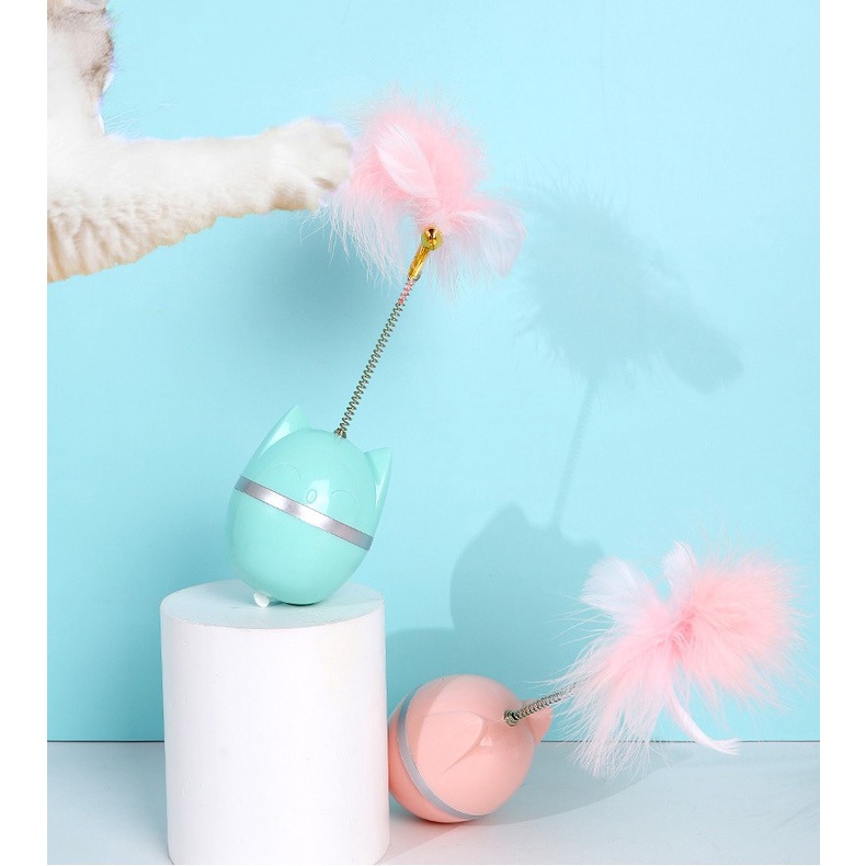 đồ chơi hình mèo lật đật lông vũ