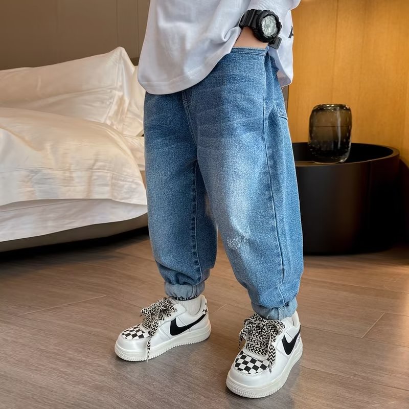 Quần Jean Dài Dáng Rộng Thoải Mái Thời Trang 2022 Cho Bé Trai 3-15 Tuổi 110-160