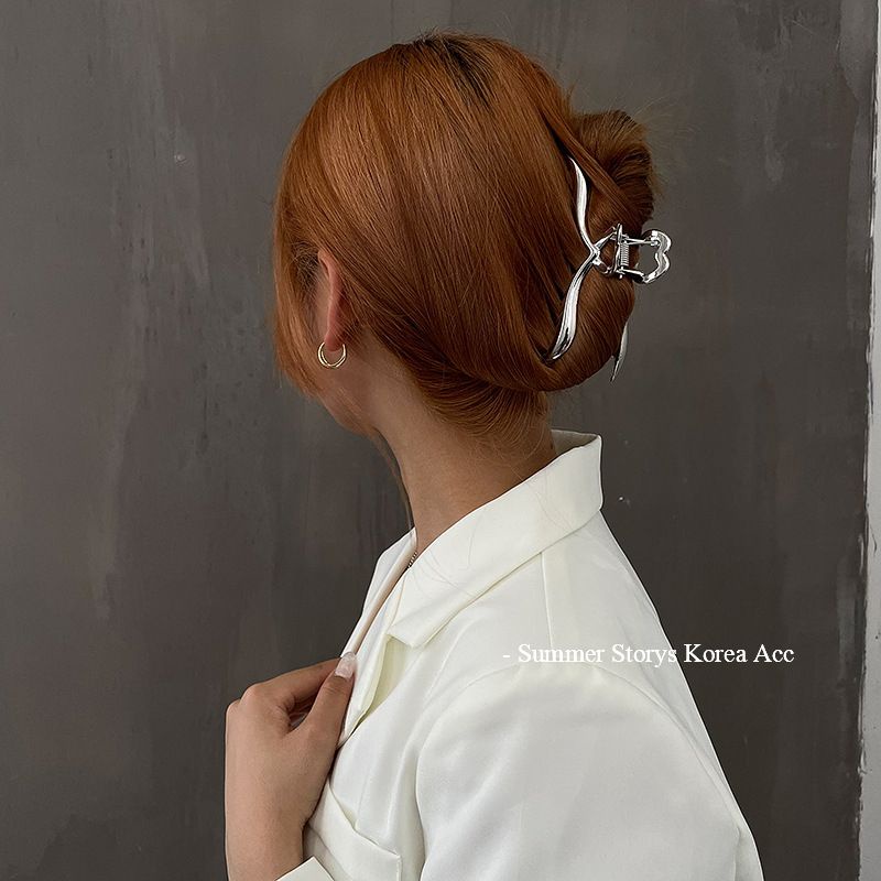 [Mới] Kẹp Tóc Màu Bạc / Kẹp Tóc Lớn / Kẹp Tóc Đuôi Ngựa Đơn Giản Thời Trang Phong Cách INS Hàn Quốc Cho Nữ