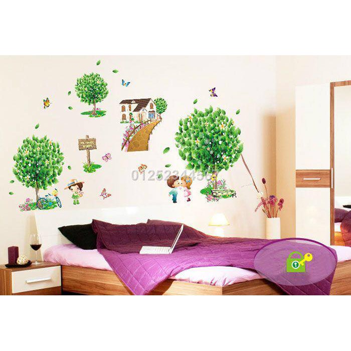 Decal dán tường 3 cây xanh