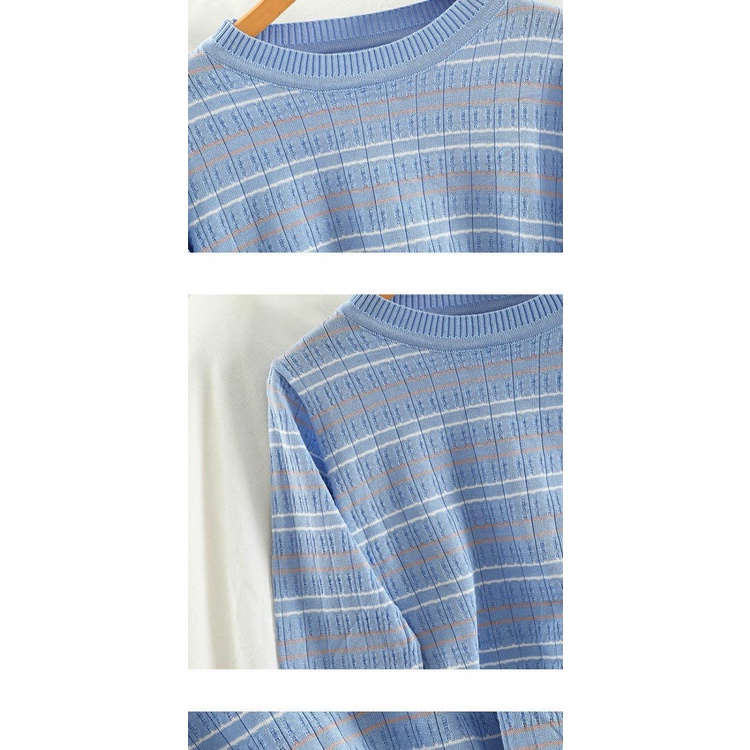 Áo Sweater Tay Dài Kẻ Sọc Ngang Trẻ Trung Phong Cách Hàn Quốc Cho Bạn Gái