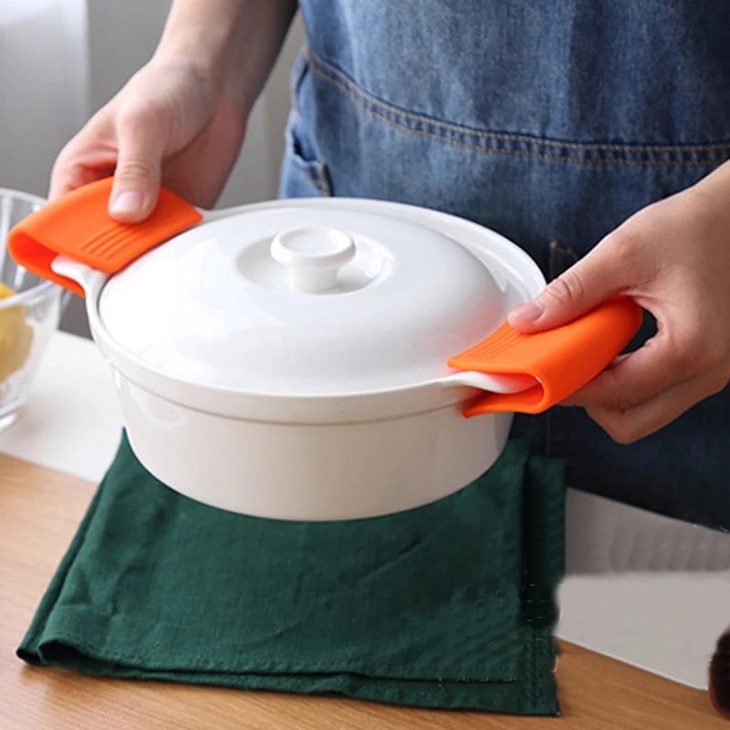 1 Cặp Vỏ Bọc Tay Cầm Tô/Nồi Cách Nhiệt Bằng Silicon Mềm Dày Dặn