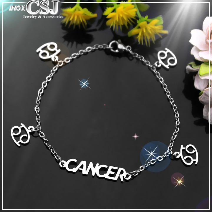 Vòng lắc tay inox cung hoàng đạo cự giải cancer 22/6 đến 22/7, chuẩn thời trang Hàn Quốc - Pala Store