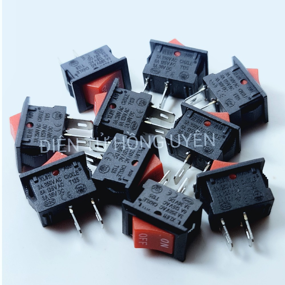 Công tắc bập bênh 2 chân, công tắc điện on off bập bênh Kdc1-11 6A-125V 3A-250v kích thước 13 x 9mm