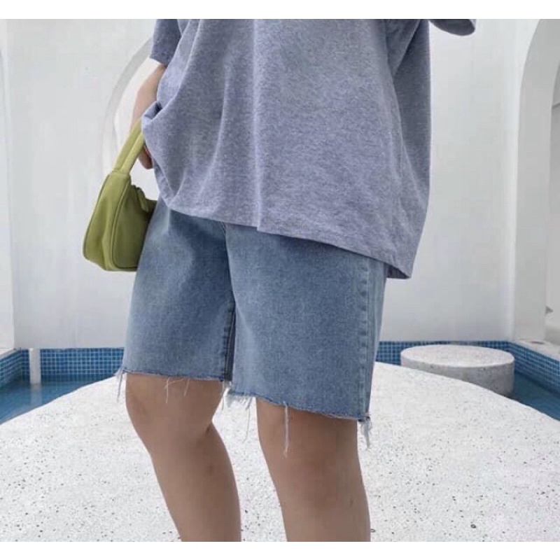 Quần Ngố Jean Xanh Đá Rách 1 Đ ùi. Jean Ống Rộng Bigsize 30-35 (55-83kg)