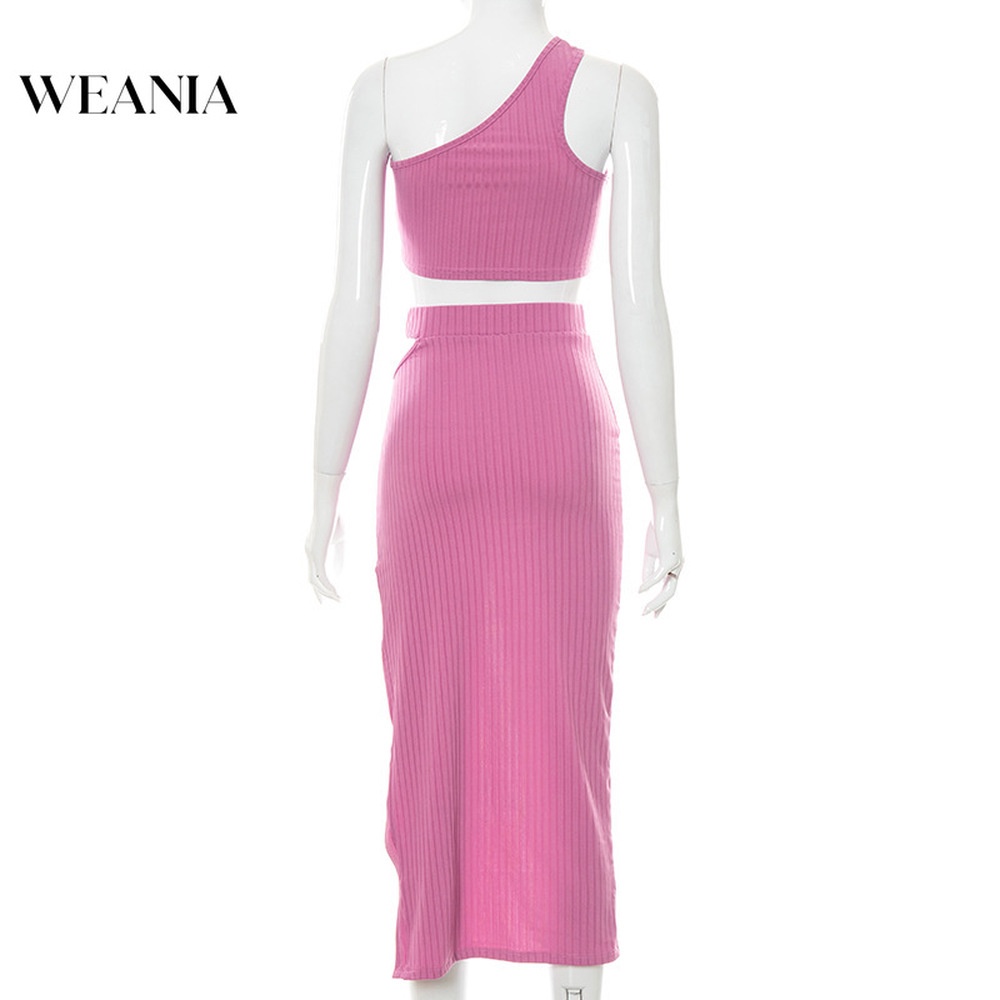 Set Áo Tank Top Màu Trơn + Chân Váy Xẻ Cao Thiết Kế Xẻ Quyến Rũ