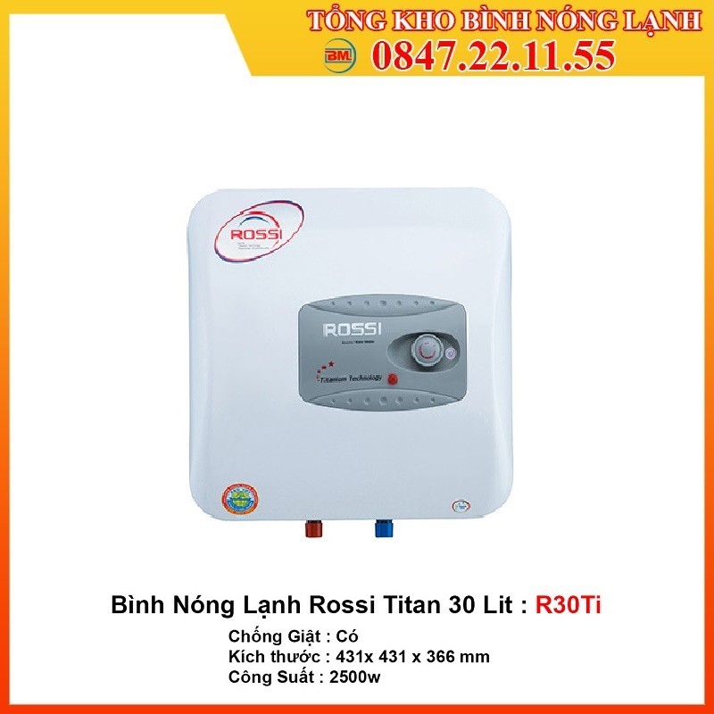 Bình nóng lạnh Rossi 30L vuông R30Ti