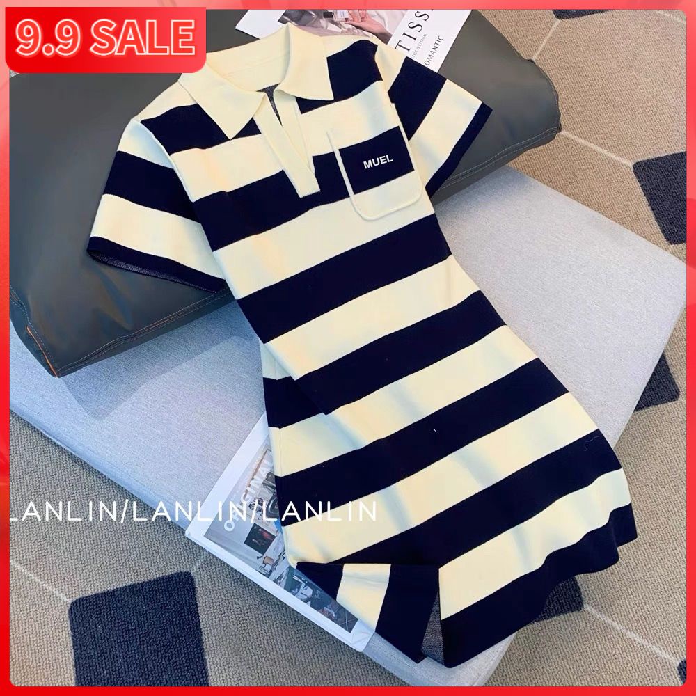 Đầm polo mỏng thiết kế cao cấp thời trang hè phong cách Pháp cho nữ