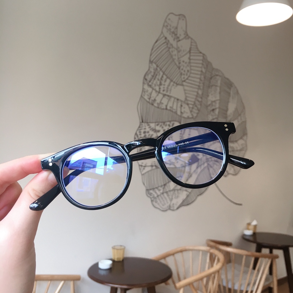 Kính giả cận chữ V mắt kính không độ gọng tròn mắt mèo chống ánh sáng xanh phong cách Ulzzang đẹp hottrend HANASO 027
