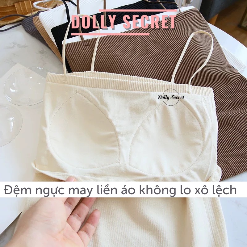 Áo hai dây nữ quây ngực có mút ngực chất len tăm cao cấp thoáng khi dáng croptop dài DOLLY SECRET A19 | BigBuy360 - bigbuy360.vn