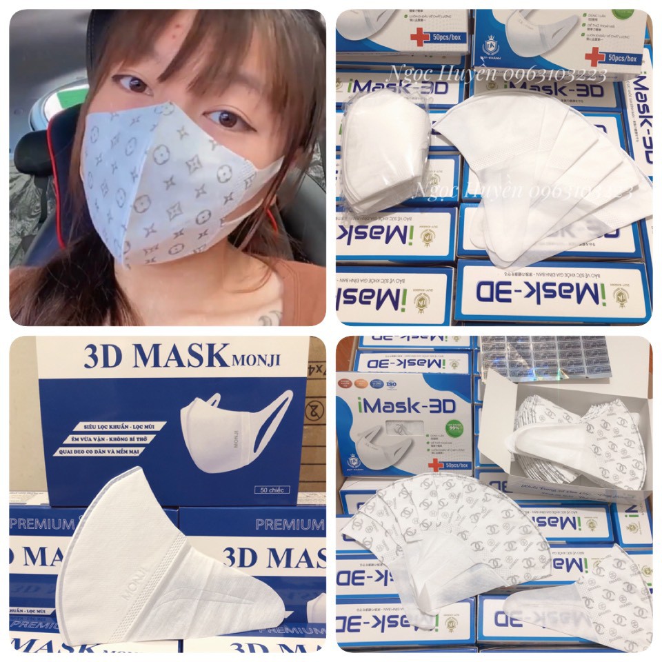 [Hộp 50c] Khẩu Trang 3D Mask Họa Tiết Công Nghệ Nhật Bản( Monji,Duy Khánh, Xuân Lai) Kháng Khuẩn